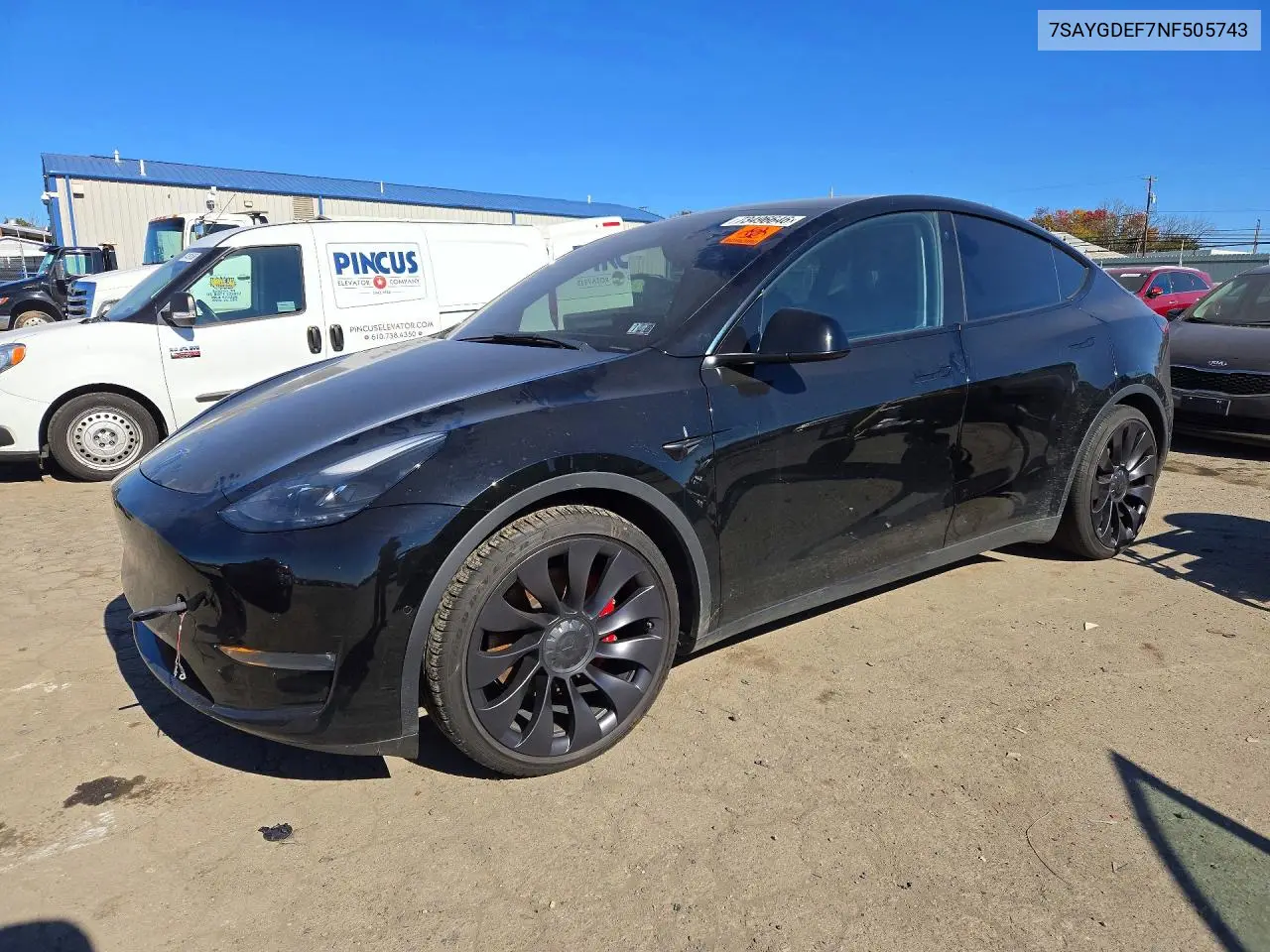 TESLA MODEL Y 2022, VIN 7SAYGDEF7NF505743