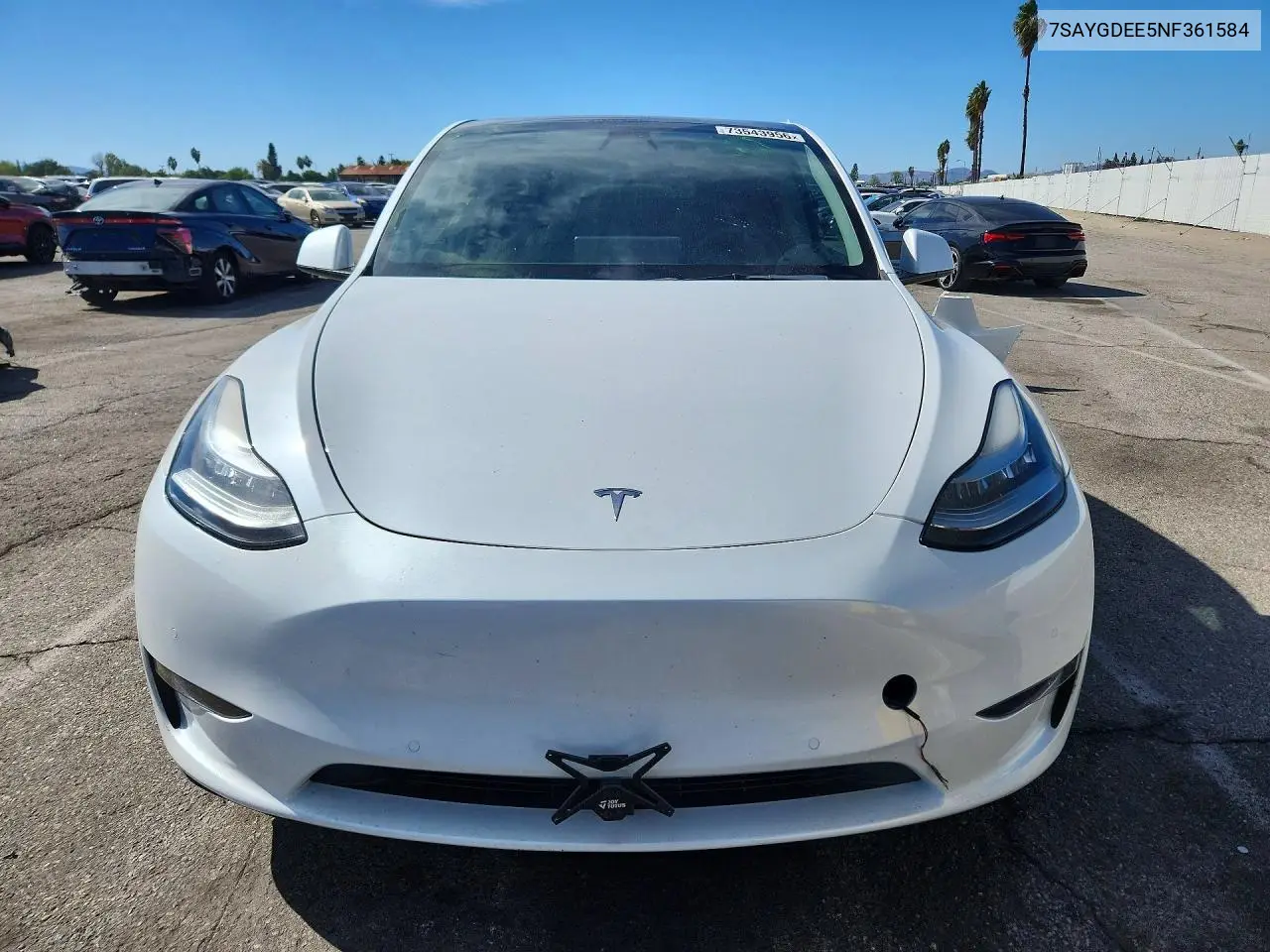 2022 TESLA MODEL Y VIN 7SAYGDEE5NF361584 — фото 5