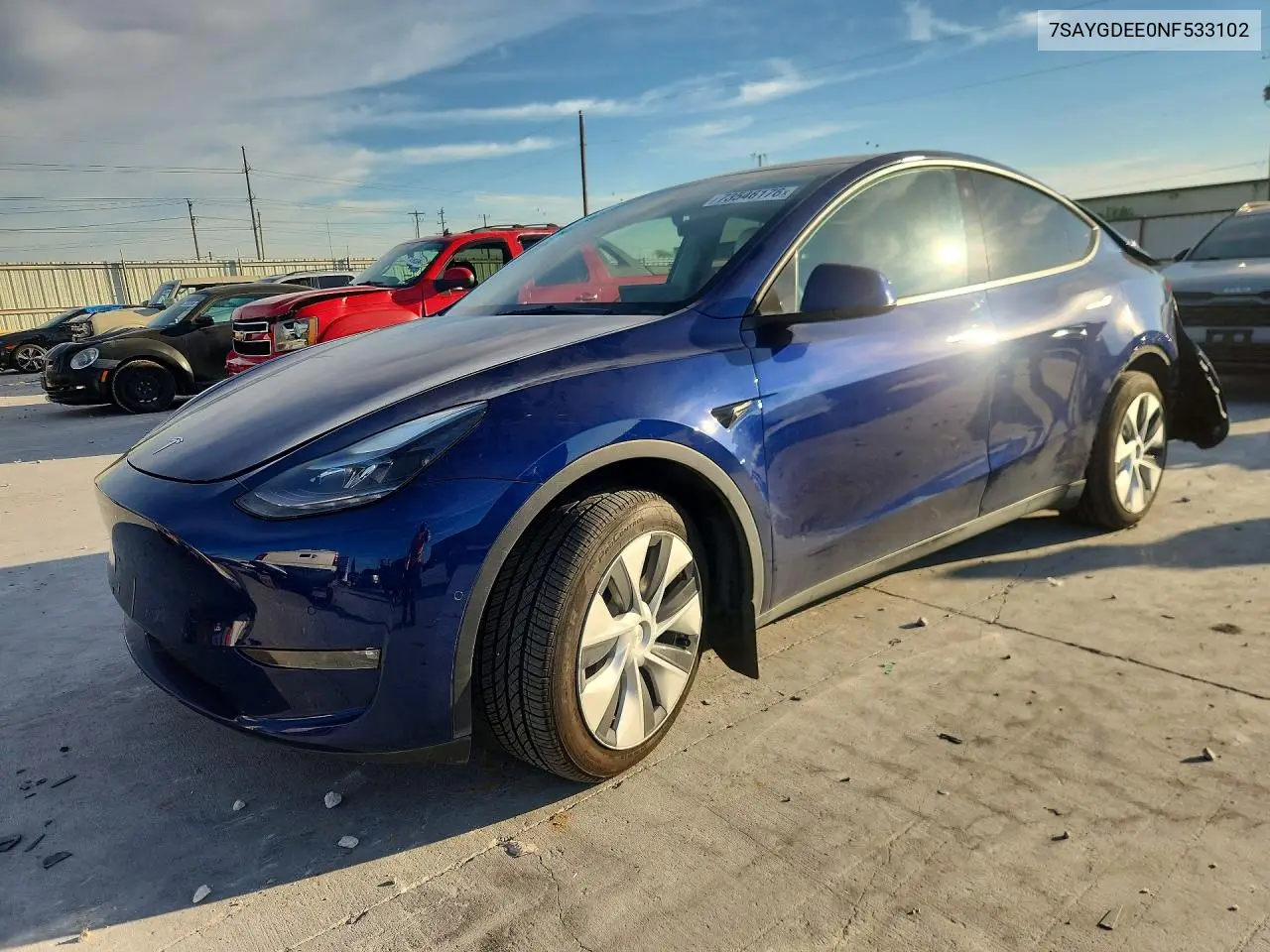 TESLA MODEL Y 2022, VIN 7SAYGDEE0NF533102