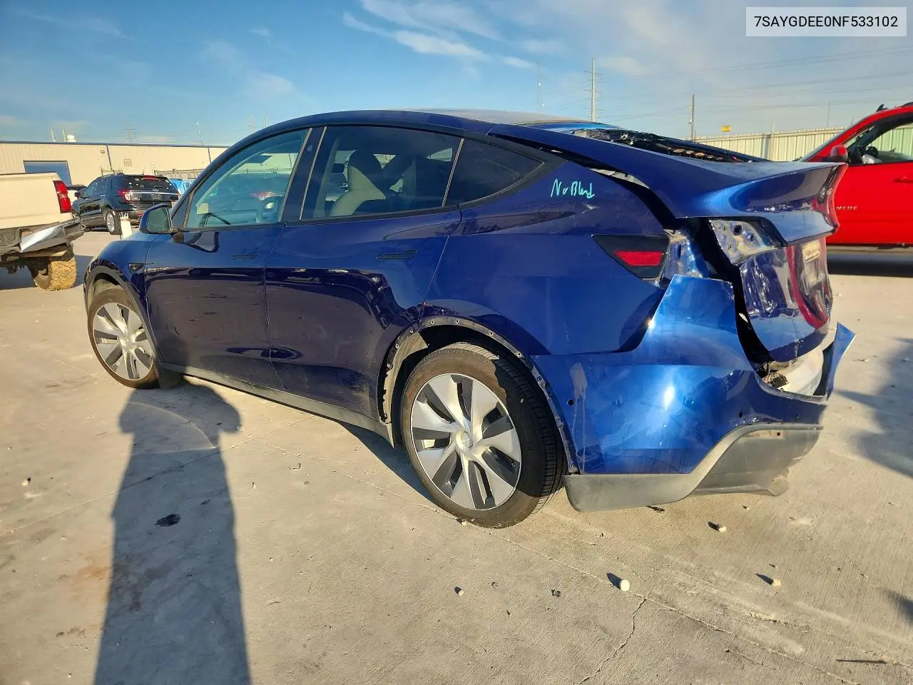2022 TESLA MODEL Y VIN 7SAYGDEE0NF533102 — фото 2