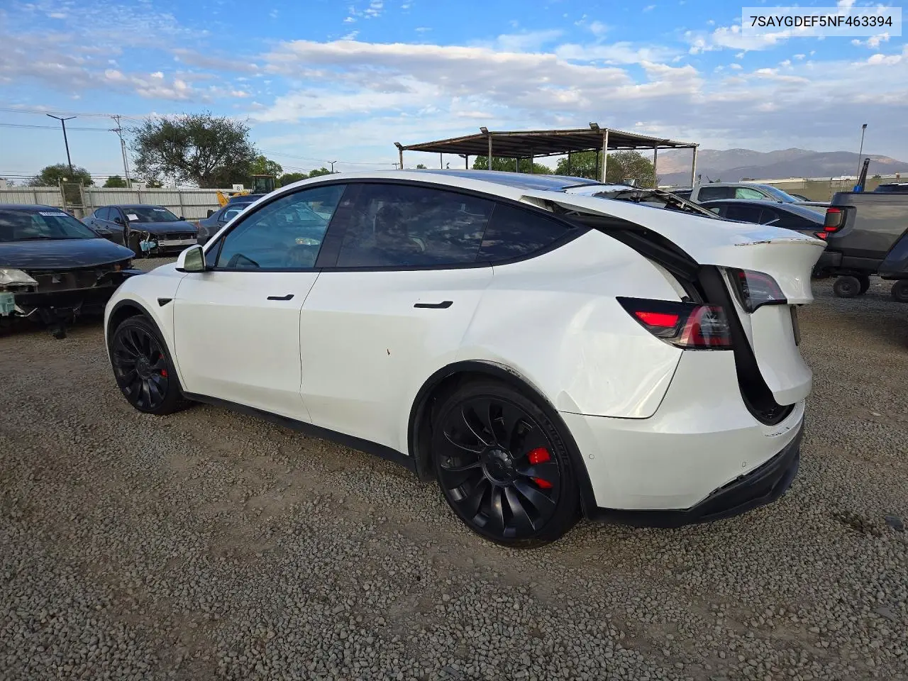 2022 TESLA MODEL Y VIN 7SAYGDEF5NF463394 — фото 2