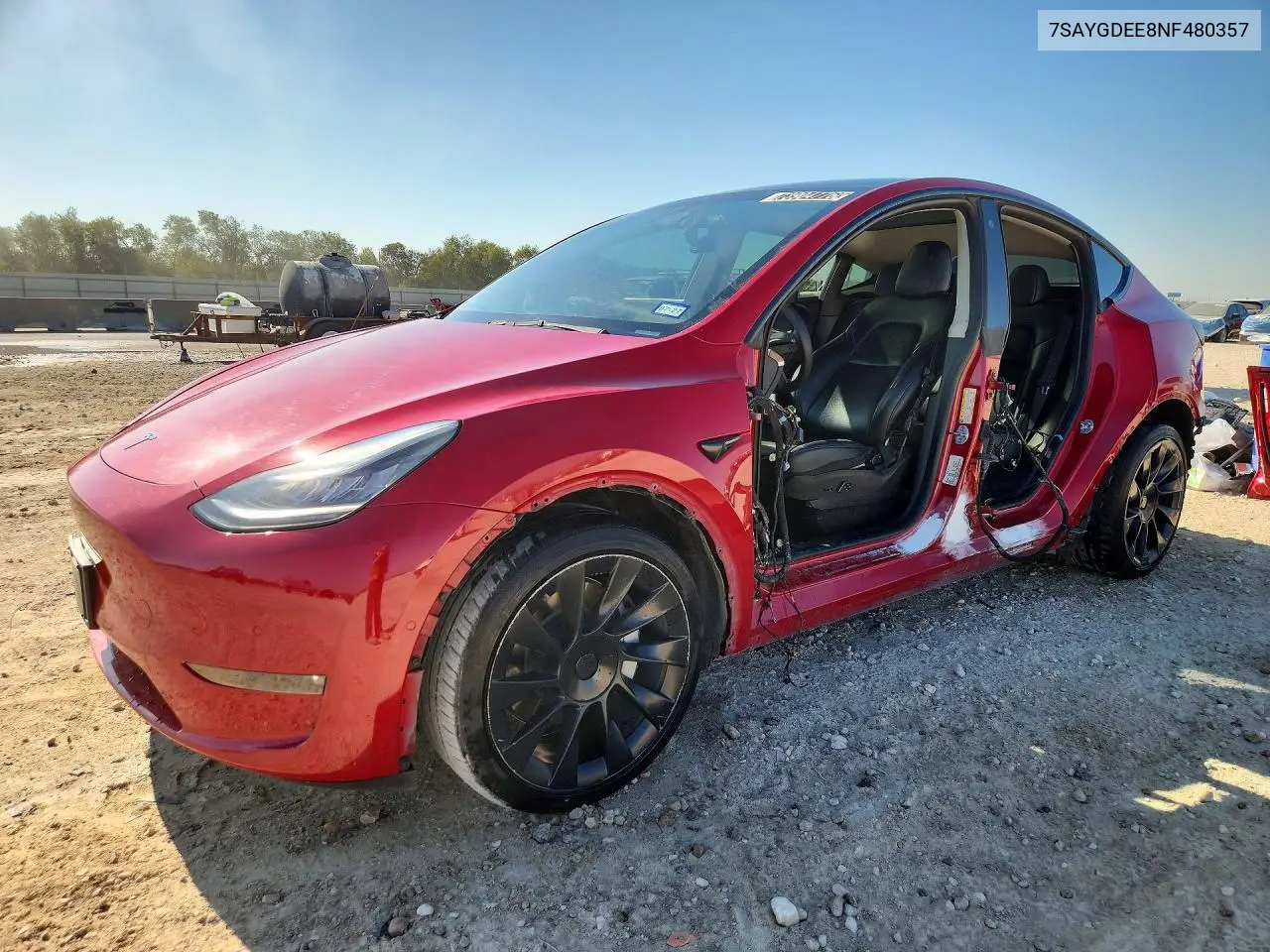 TESLA MODEL Y 2022, VIN 7SAYGDEE8NF480357