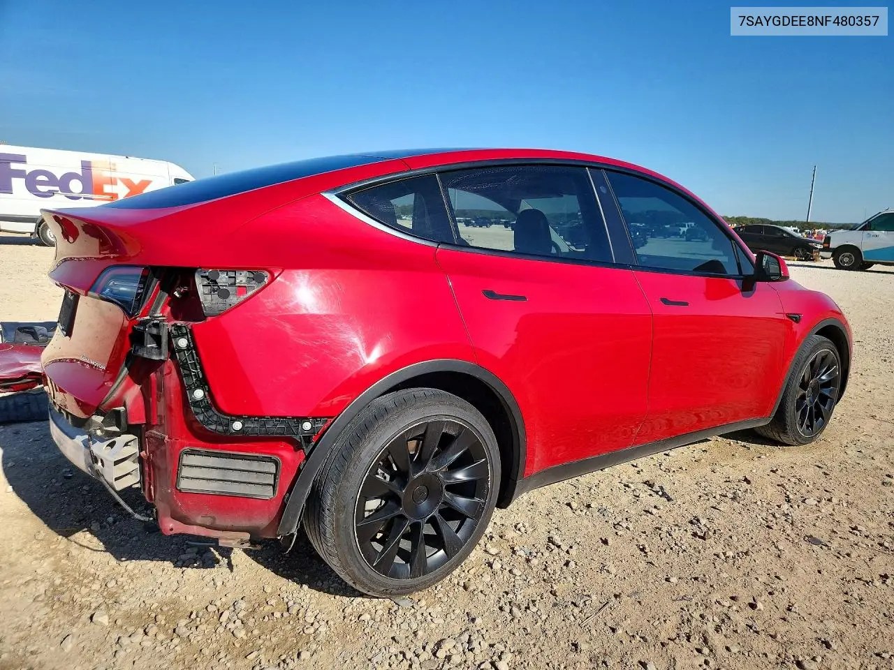 2022 TESLA MODEL Y VIN 7SAYGDEE8NF480357 — фото 3