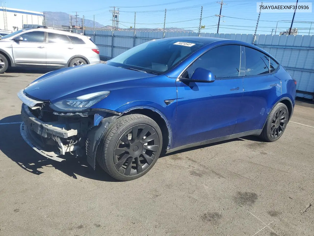 TESLA MODEL Y 2022, VIN 7SAYGAEEXNF310936