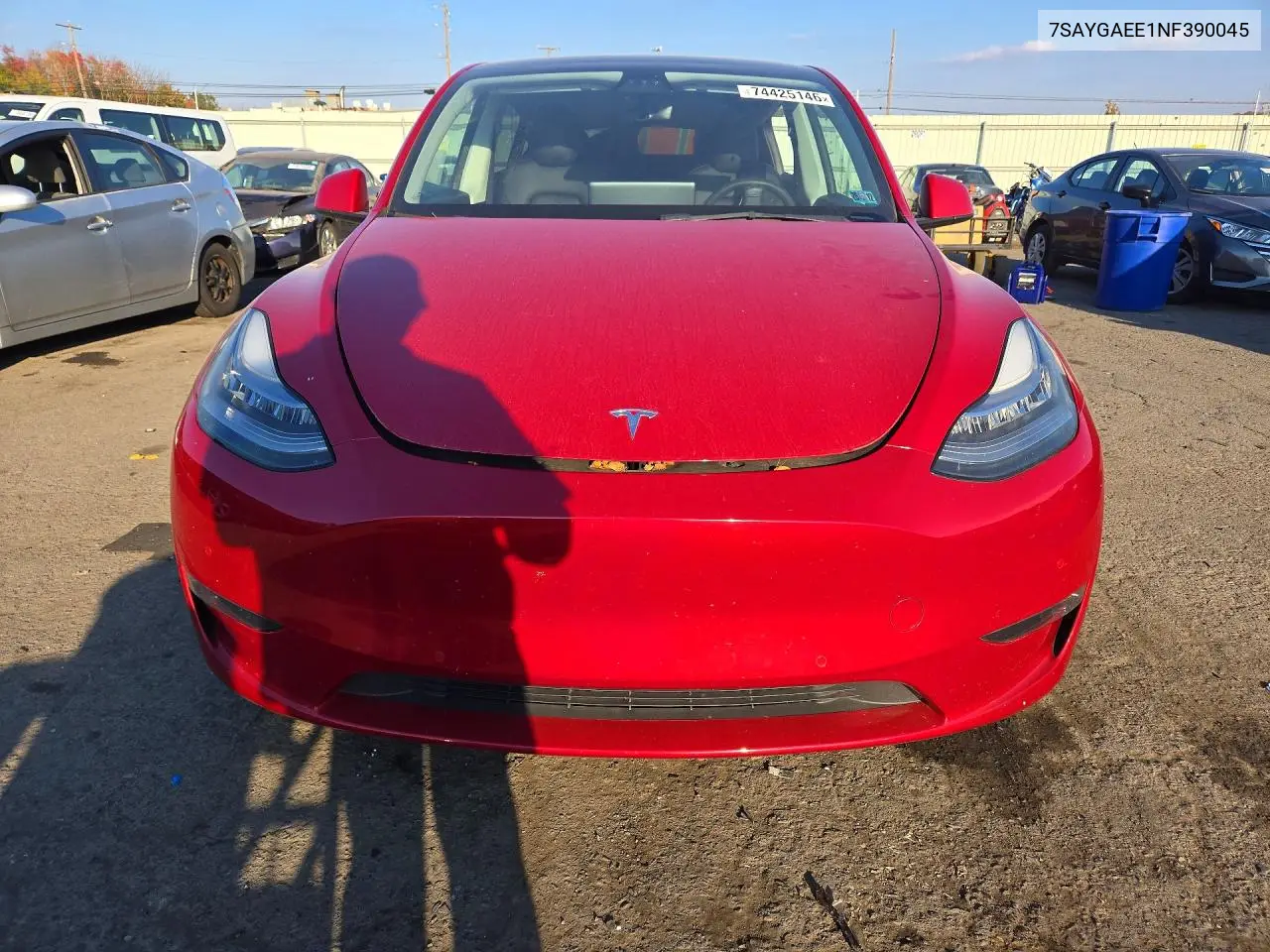 2022 TESLA MODEL Y VIN 7SAYGAEE1NF390045 — фото 5