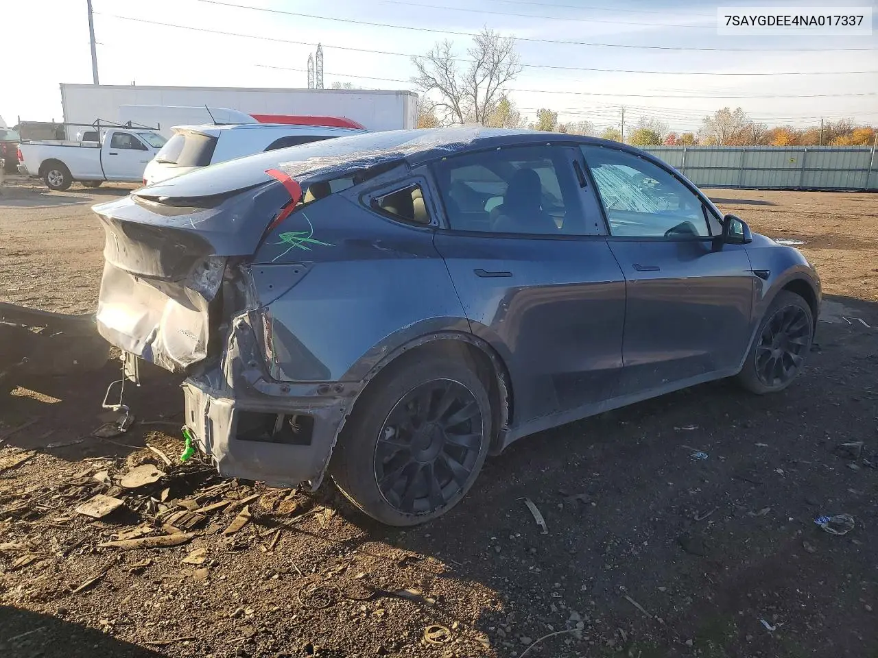 2022 TESLA MODEL Y VIN 7SAYGDEE4NA017337 — фото 3