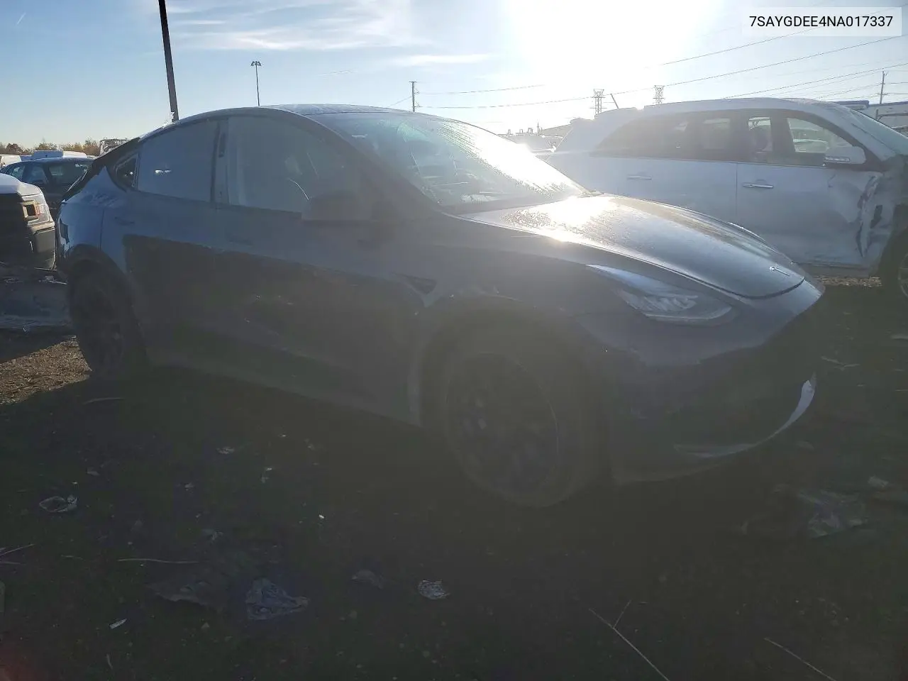 2022 TESLA MODEL Y VIN 7SAYGDEE4NA017337 — фото 4