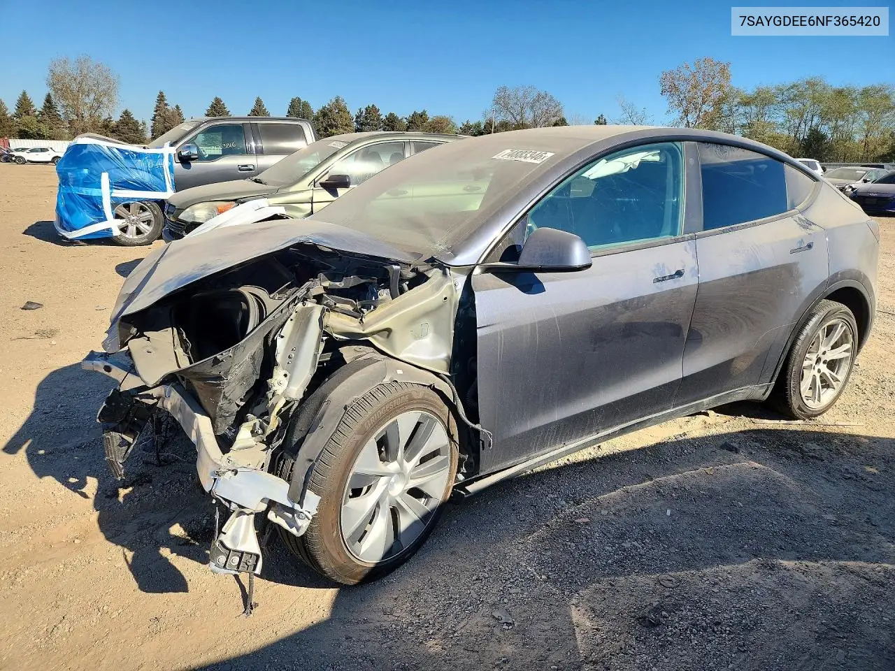 TESLA MODEL Y 2022, VIN 7SAYGDEE6NF365420