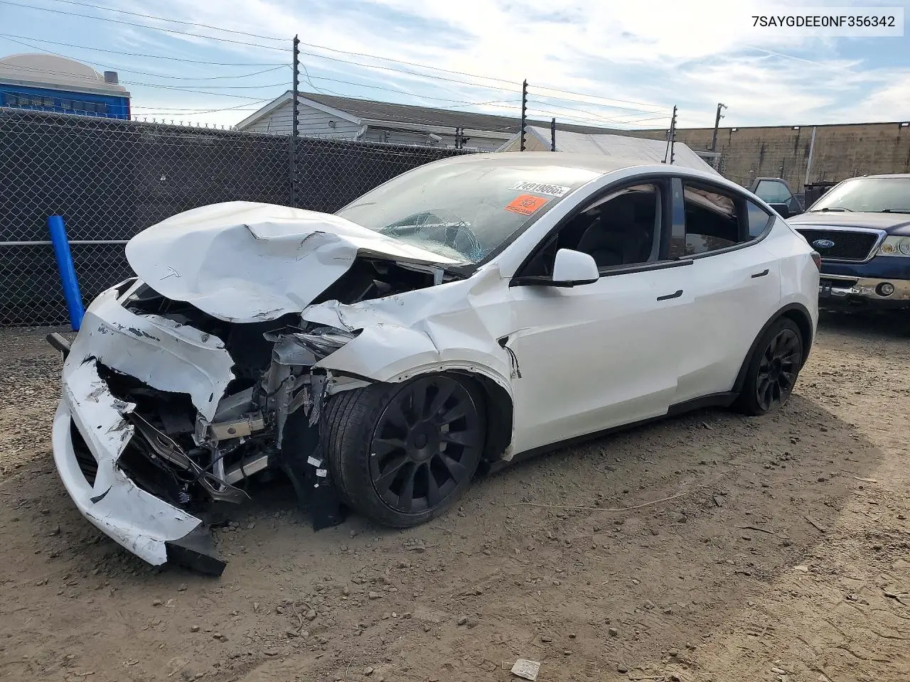 TESLA MODEL Y 2022, VIN 7SAYGDEE0NF356342