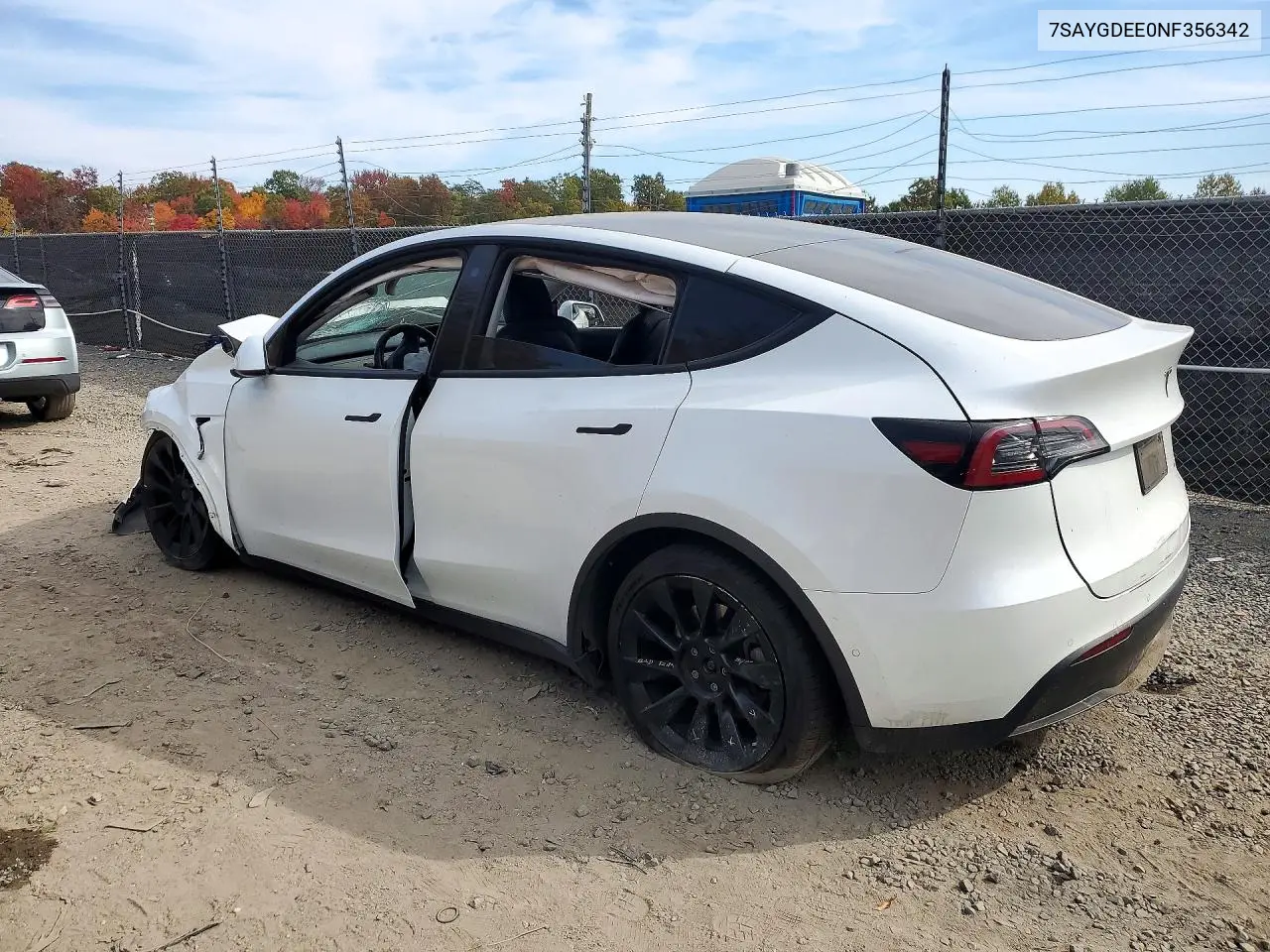 2022 TESLA MODEL Y VIN 7SAYGDEE0NF356342 — фото 2