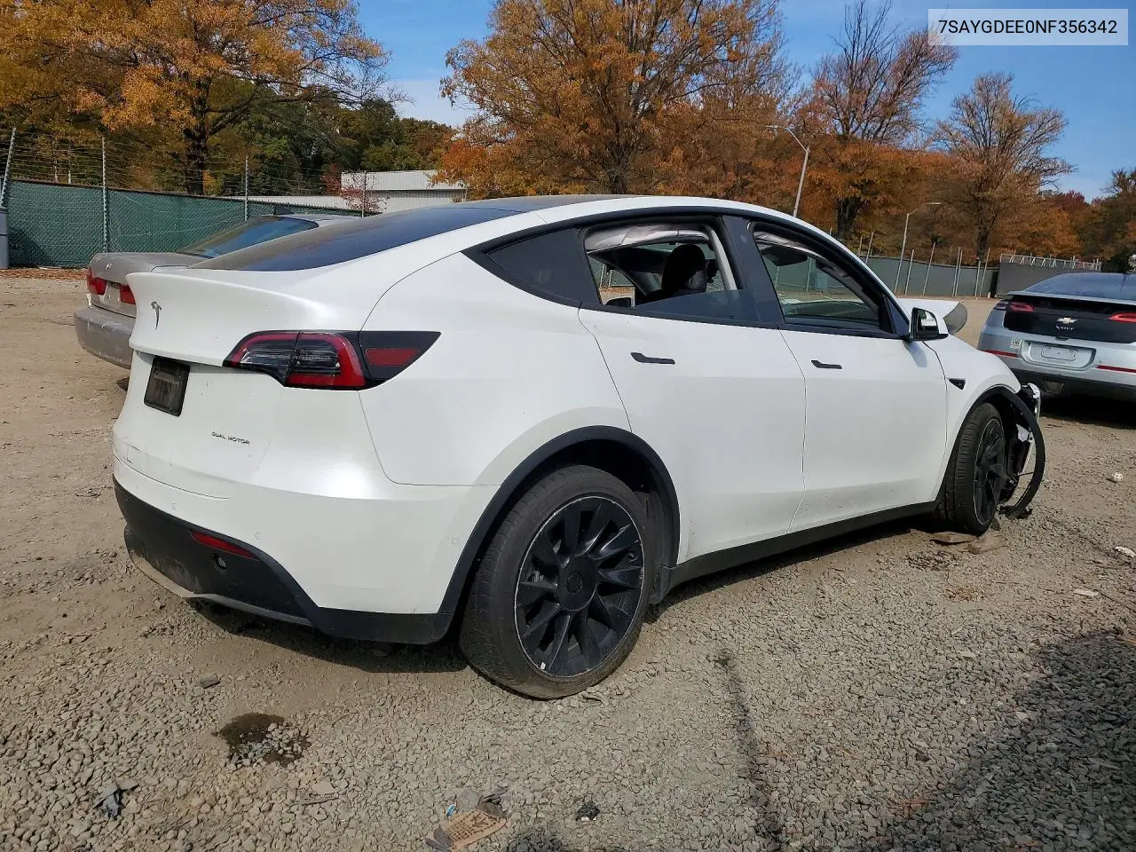 2022 TESLA MODEL Y VIN 7SAYGDEE0NF356342 — фото 3