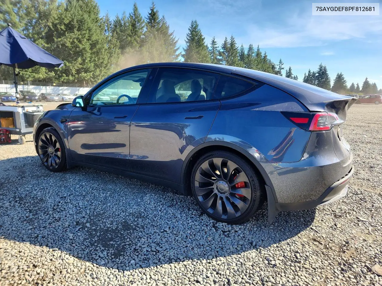 2023 TESLA MODEL Y VIN 7SAYGDEF8PF812681 — фото 2