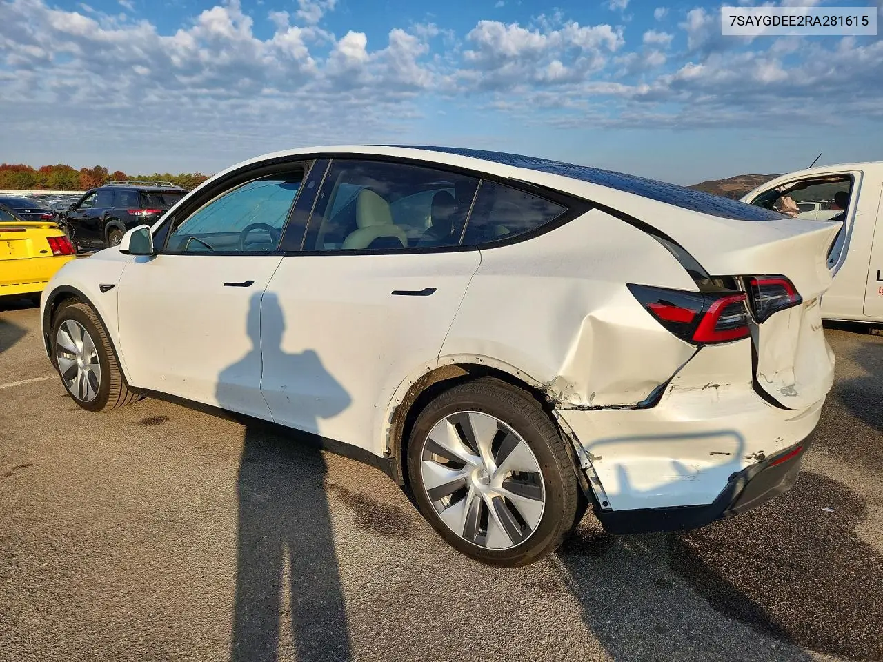 2024 TESLA MODEL Y VIN 7SAYGDEE2RA281615 — фото 2