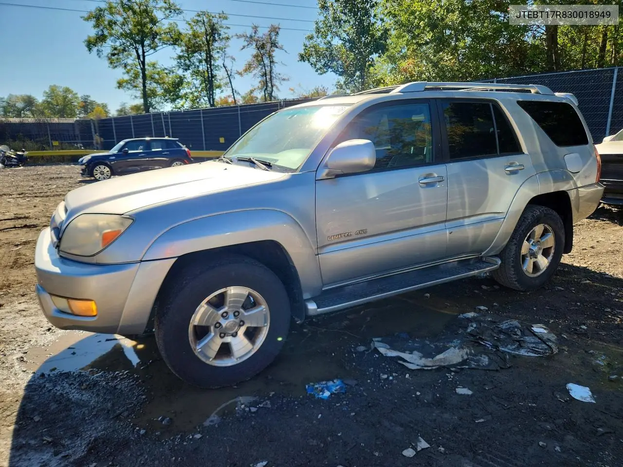TOYOTA 4RUNNER 2003, VIN JTEBT17R830018949