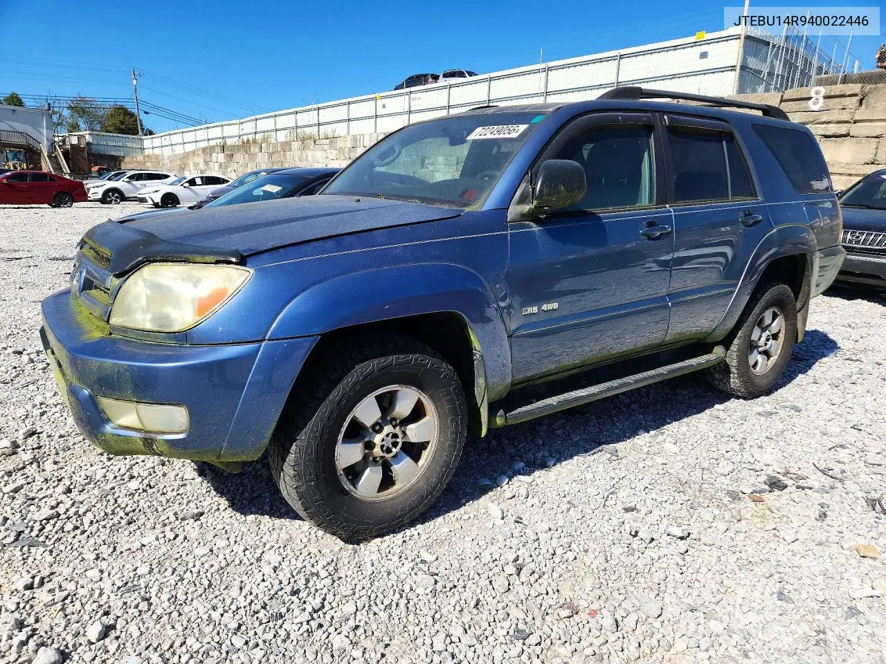 TOYOTA 4RUNNER 2004, VIN JTEBU14R940022446