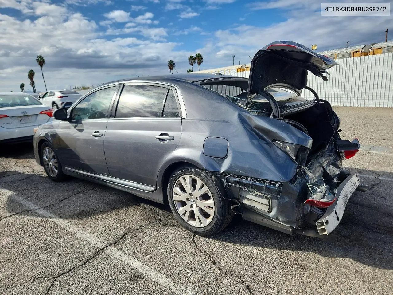 2011 TOYOTA AVALON VIN 4T1BK3DB4BU398742 — фото 2
