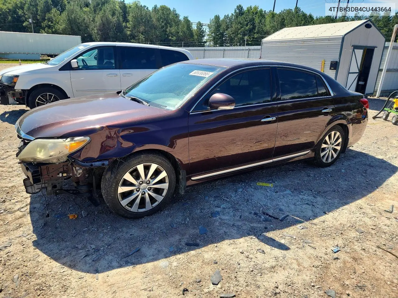 TOYOTA AVALON 2012, VIN 4T1BK3DB4CU443664