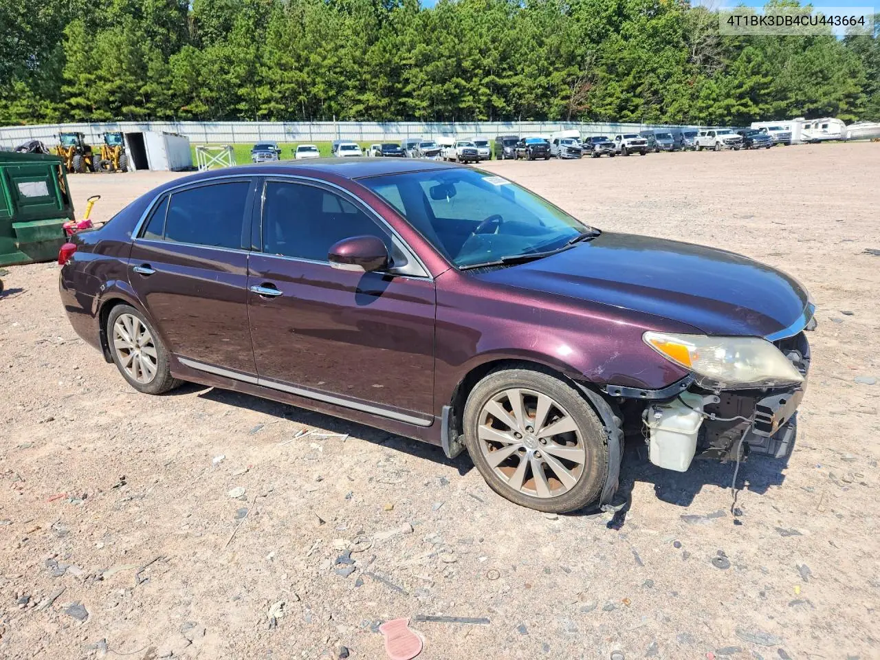 2012 TOYOTA AVALON VIN 4T1BK3DB4CU443664 — фото 4