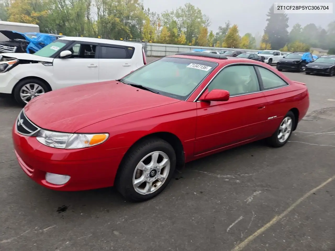 TOYOTA CAMRY SOLARA 2000, VIN 2T1CF28P5YC306704