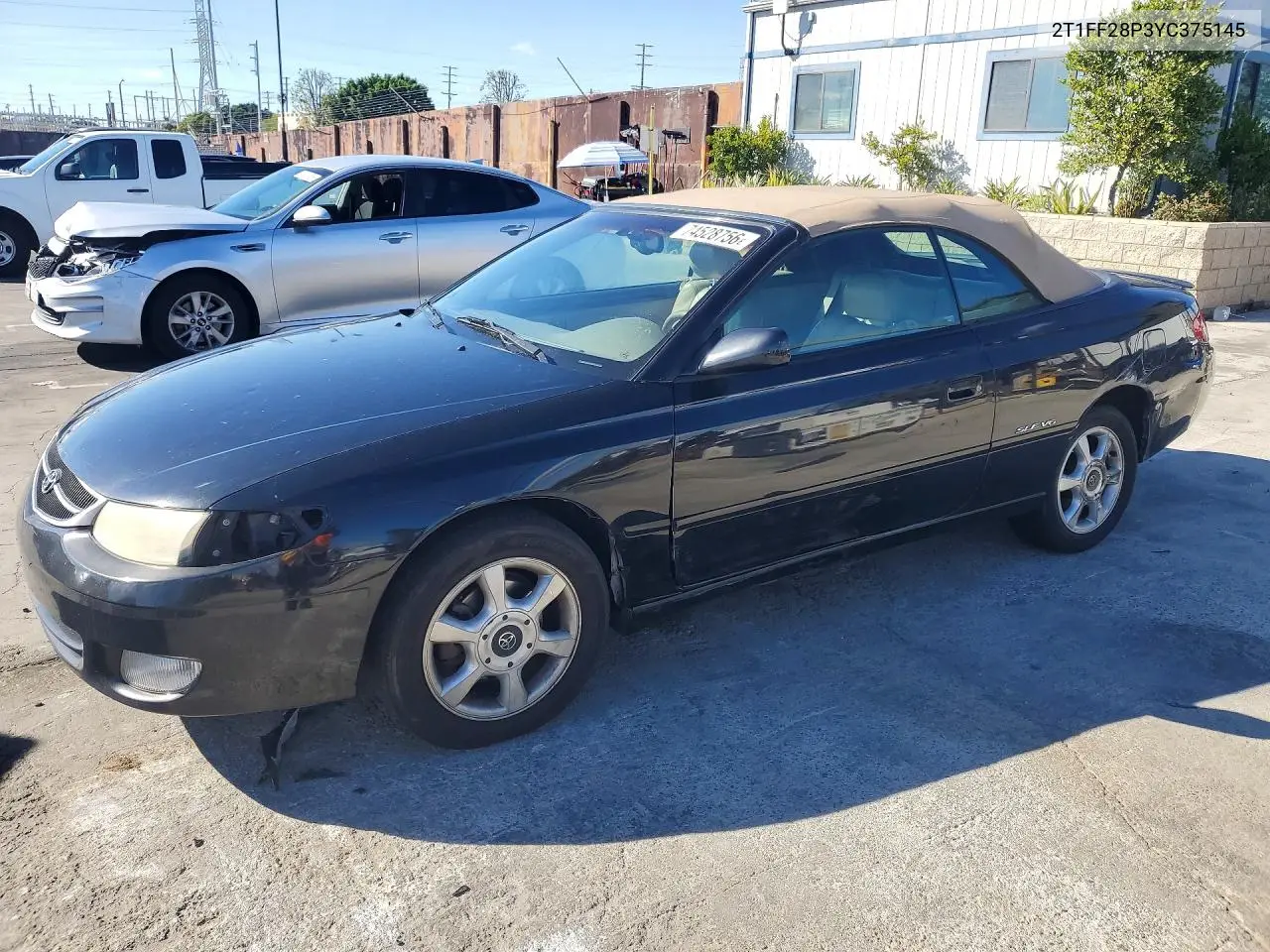 TOYOTA CAMRY SOLARA 2000, VIN 2T1FF28P3YC375145