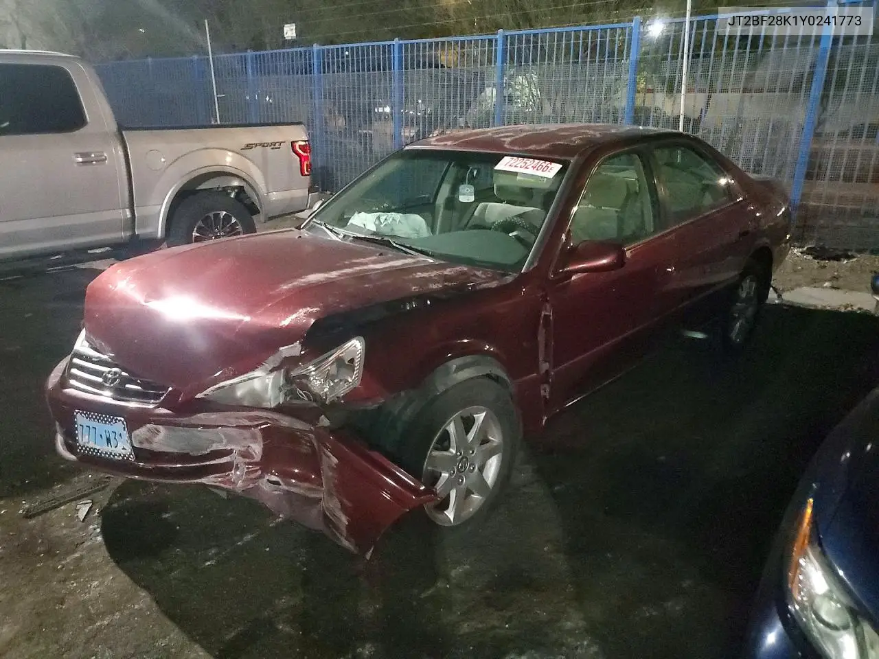 TOYOTA CAMRY 2000, VIN JT2BF28K1Y0241773