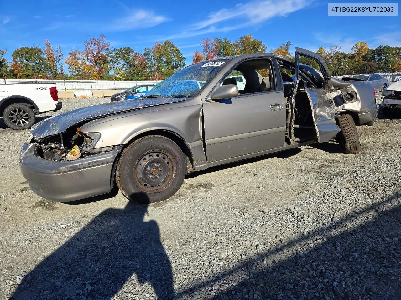TOYOTA CAMRY 2000, VIN 4T1BG22K8YU702033