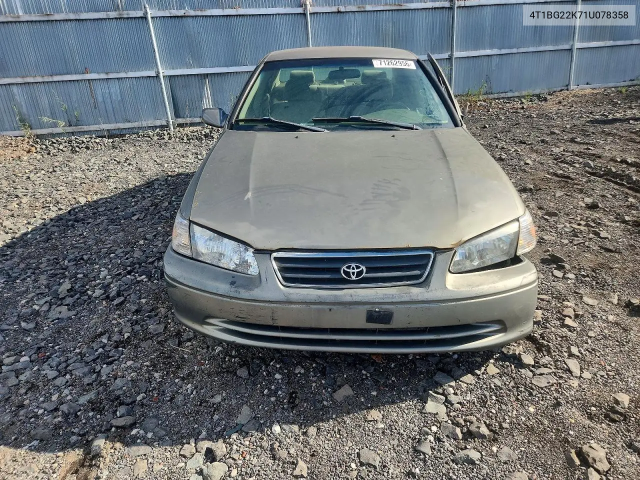 2001 TOYOTA CAMRY VIN 4T1BG22K71U078358 — фото 2