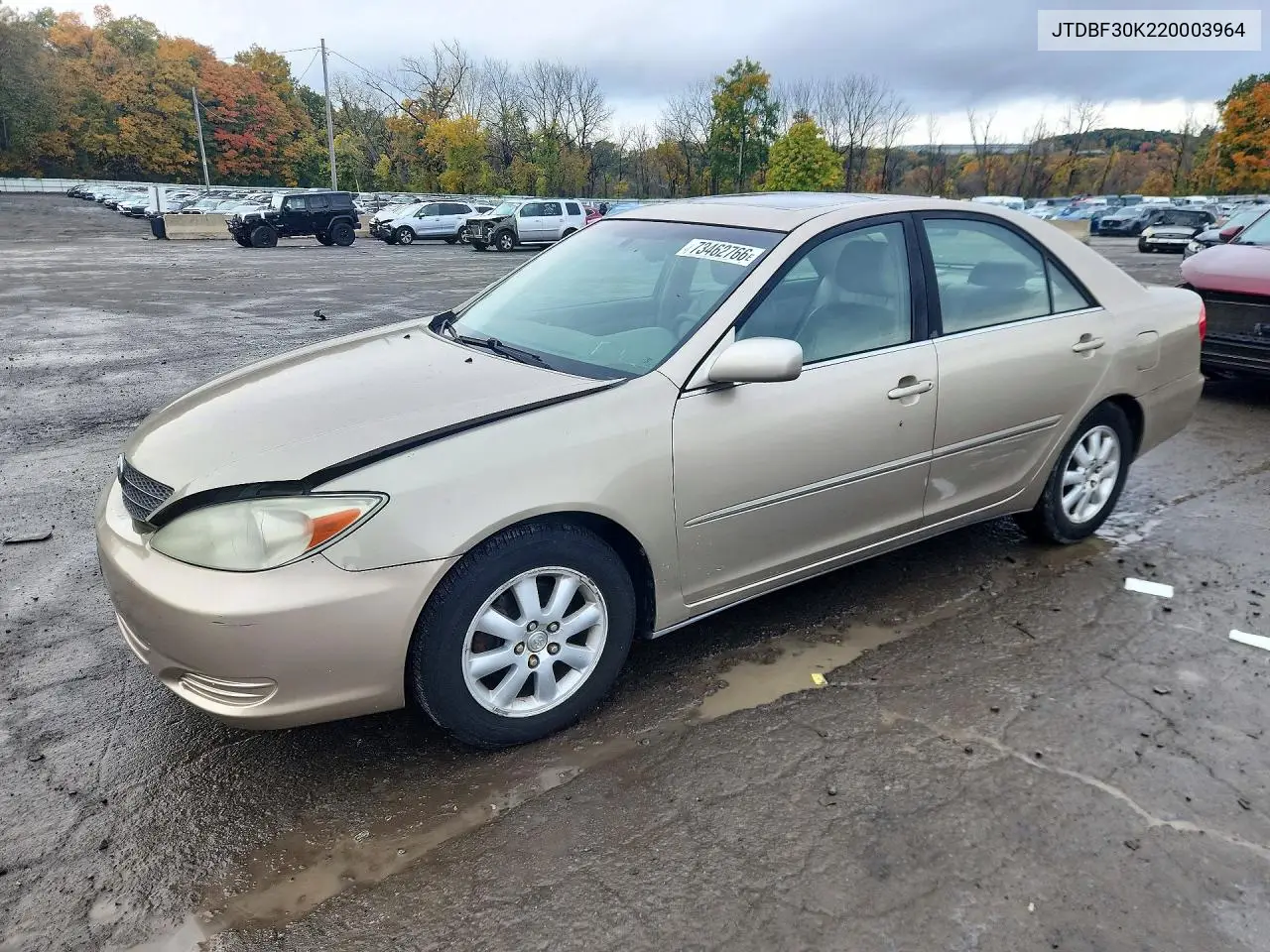 TOYOTA CAMRY 2002, VIN JTDBF30K220003964