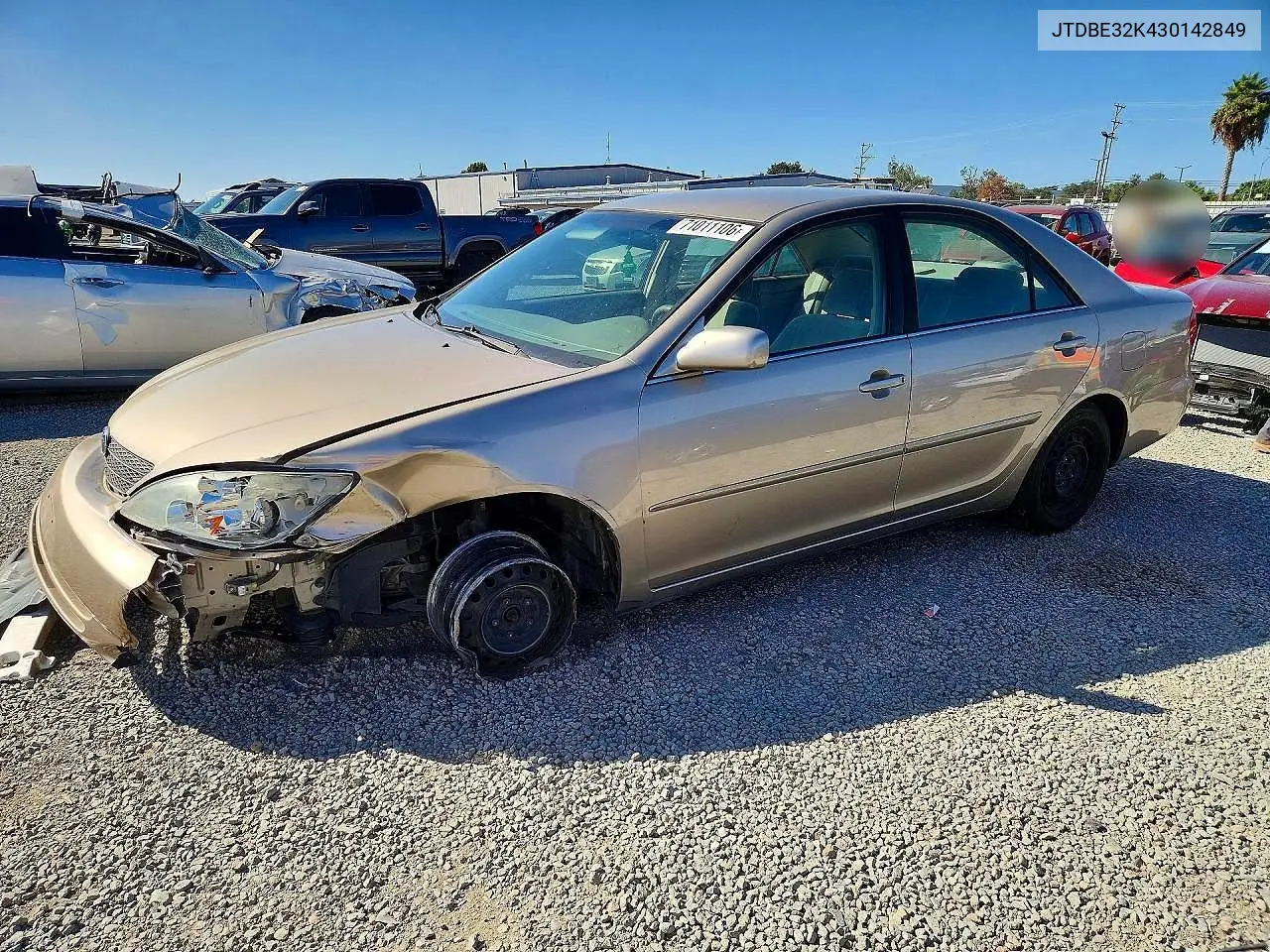 TOYOTA CAMRY 2003, VIN JTDBE32K430142849