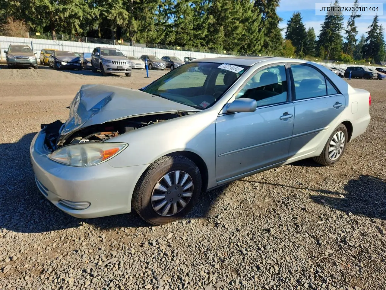 TOYOTA CAMRY 2003, VIN JTDBE32K730181404