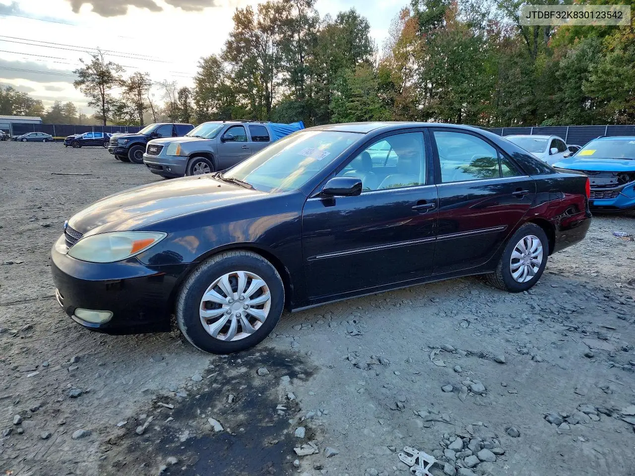 TOYOTA CAMRY 2003, VIN JTDBF32K830123542