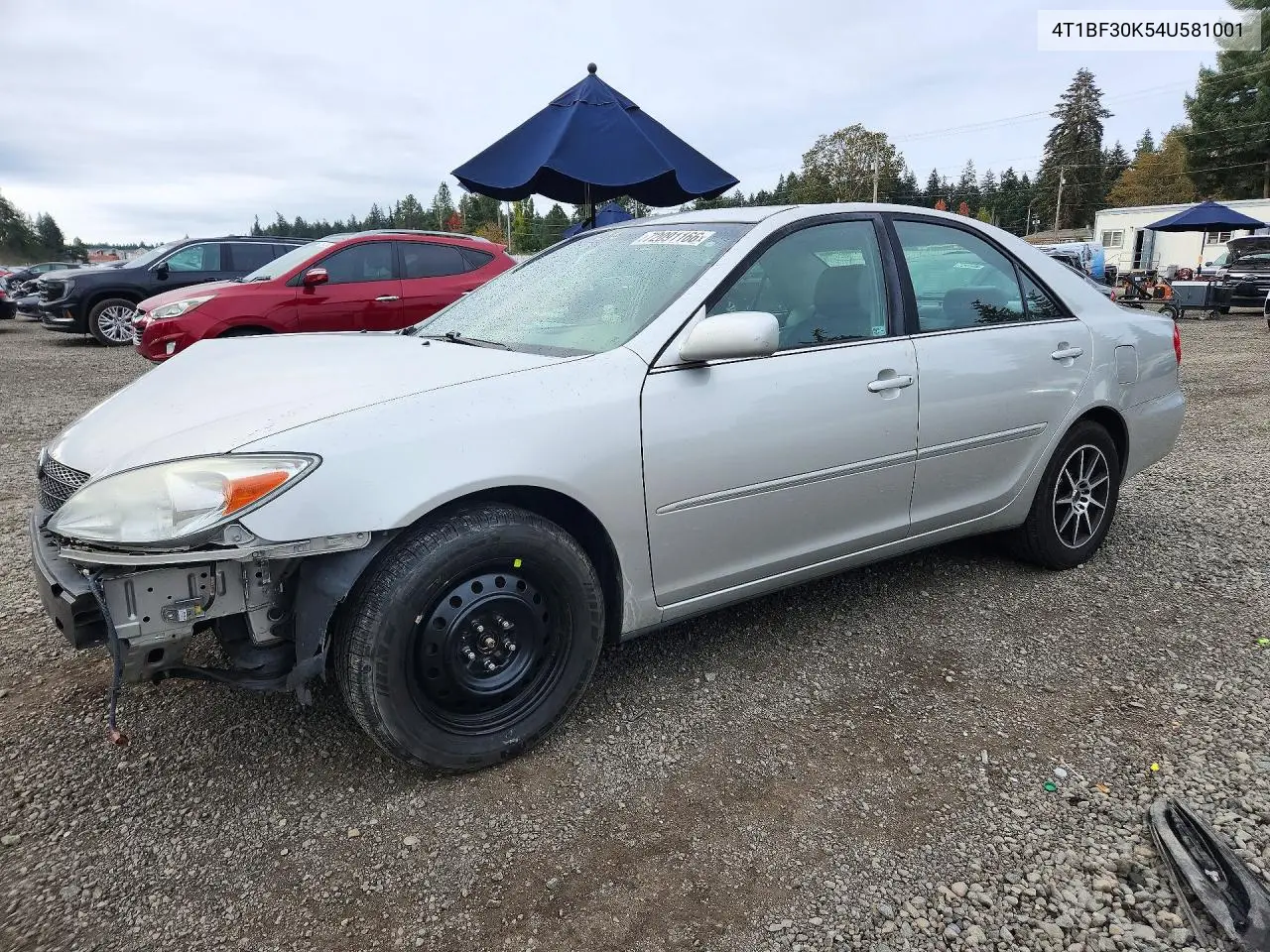 TOYOTA CAMRY 2004, VIN 4T1BF30K54U581001