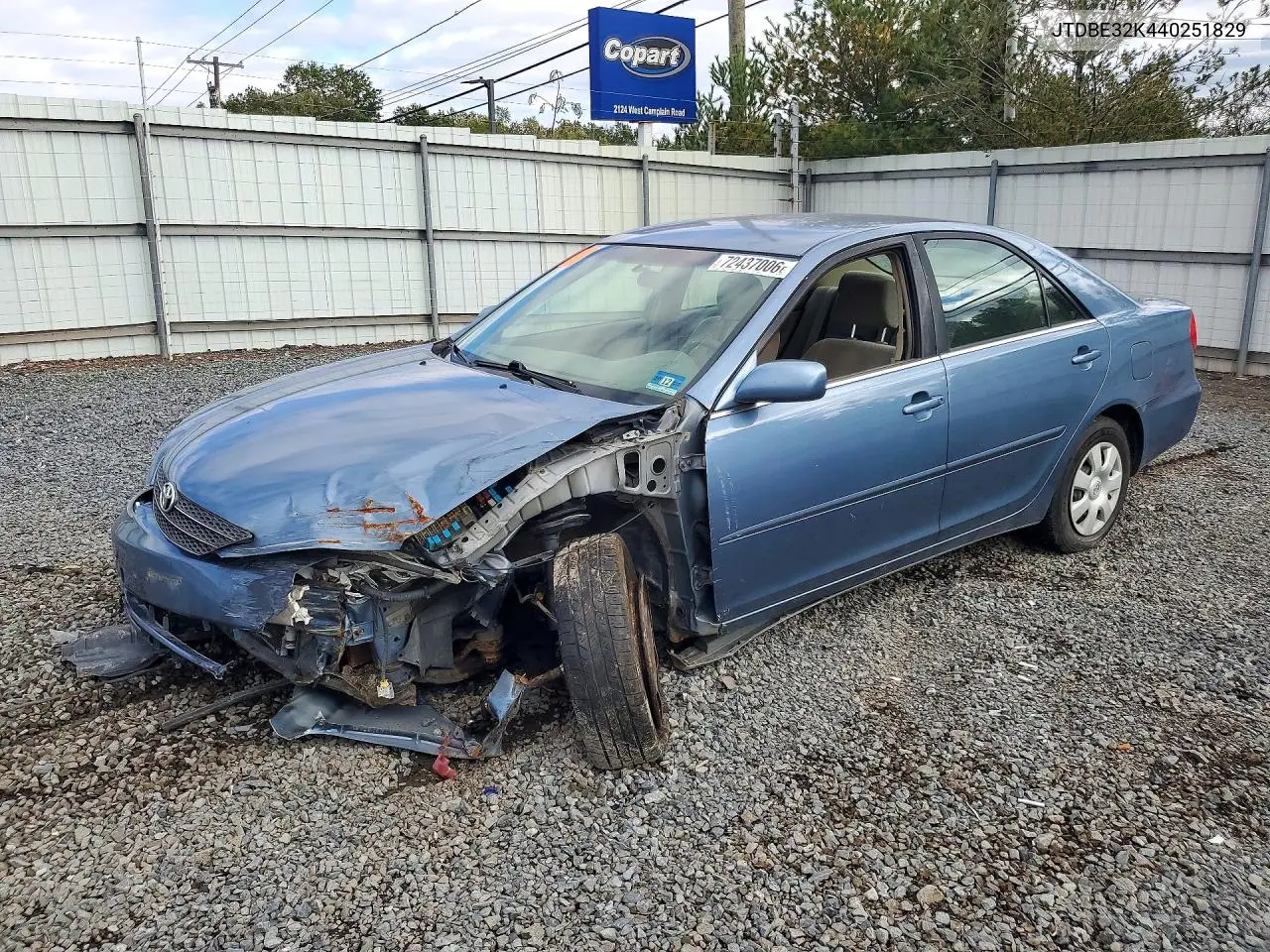 TOYOTA CAMRY 2004, VIN JTDBE32K440251829