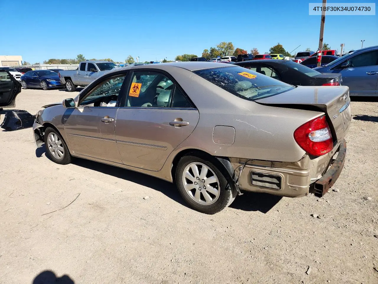 2004 TOYOTA CAMRY VIN 4T1BF30K34U074730 — фото 2
