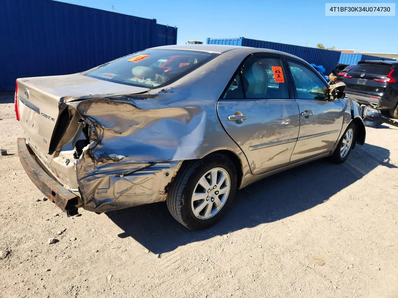 2004 TOYOTA CAMRY VIN 4T1BF30K34U074730 — фото 3