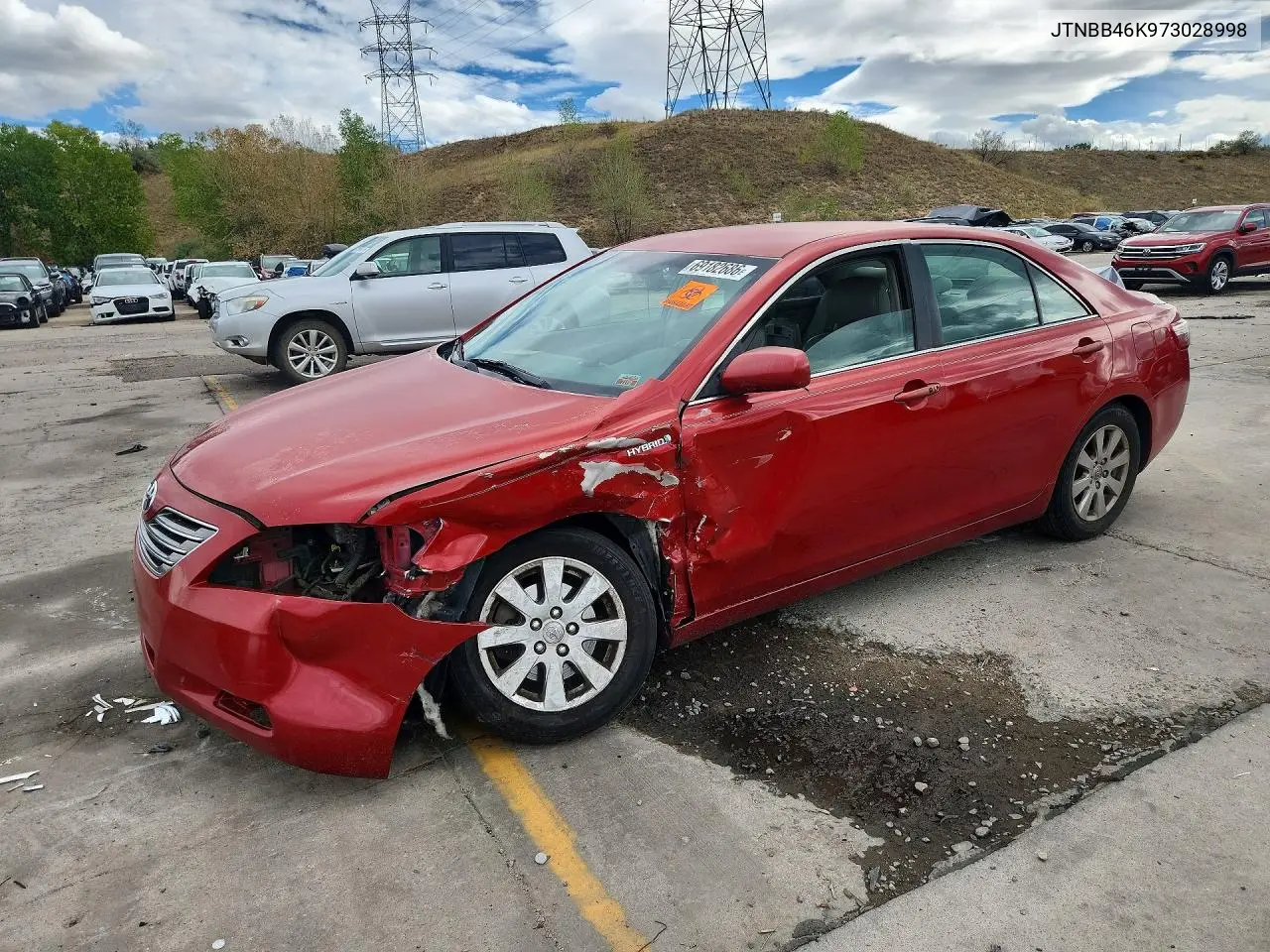 TOYOTA CAMRY 2007, VIN JTNBB46K973028998