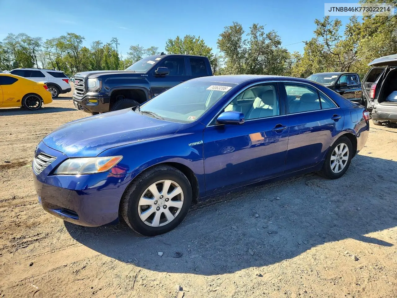 TOYOTA CAMRY 2007, VIN JTNBB46K773022214