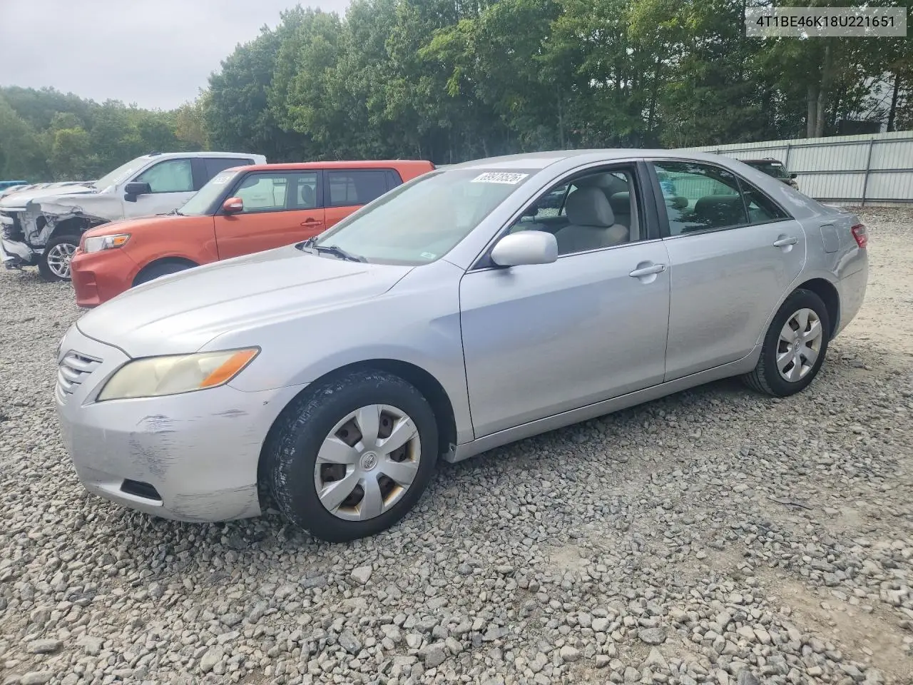 TOYOTA CAMRY 2008, VIN 4T1BE46K18U221651