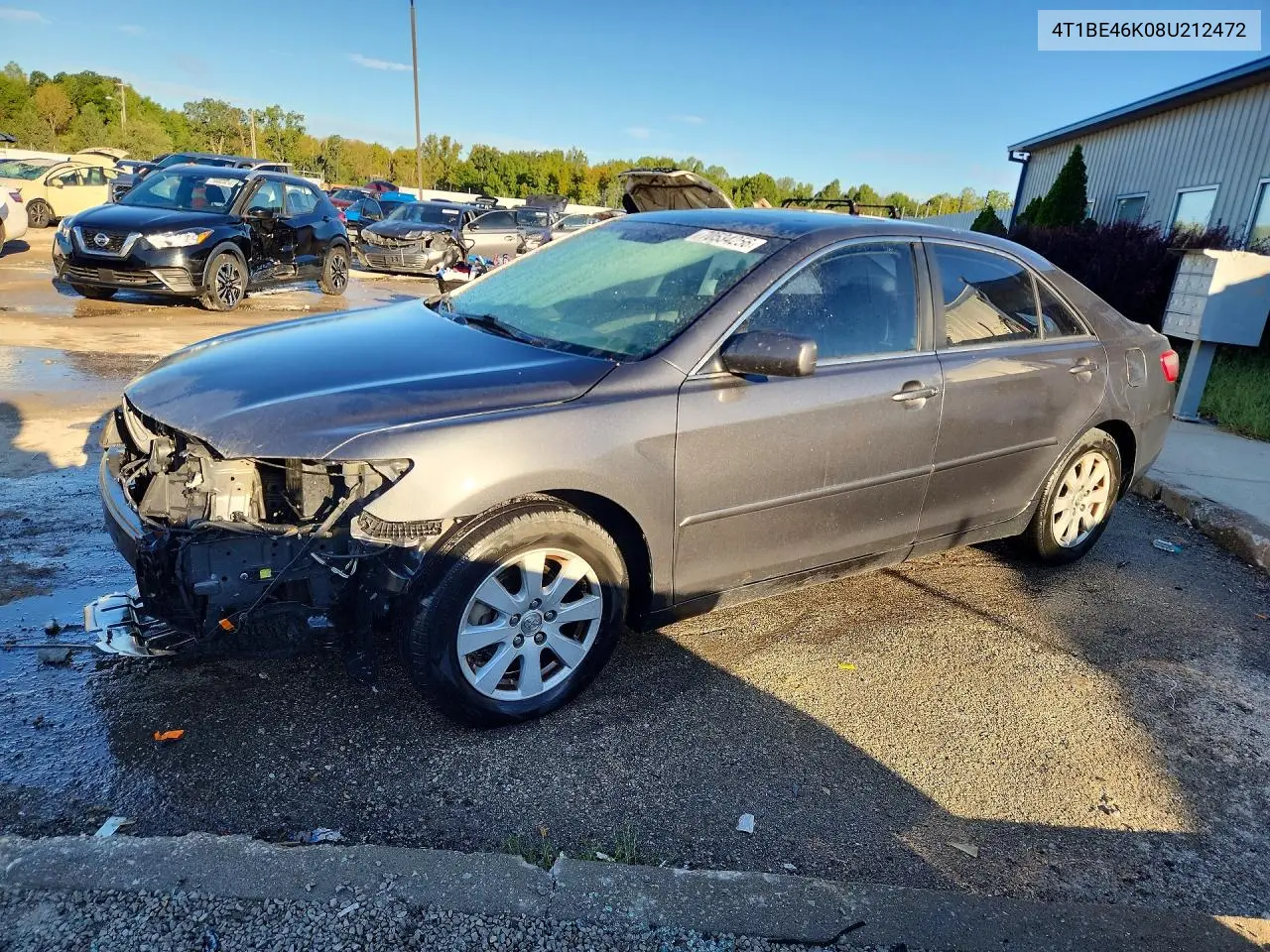 TOYOTA CAMRY 2008, VIN 4T1BE46K08U212472
