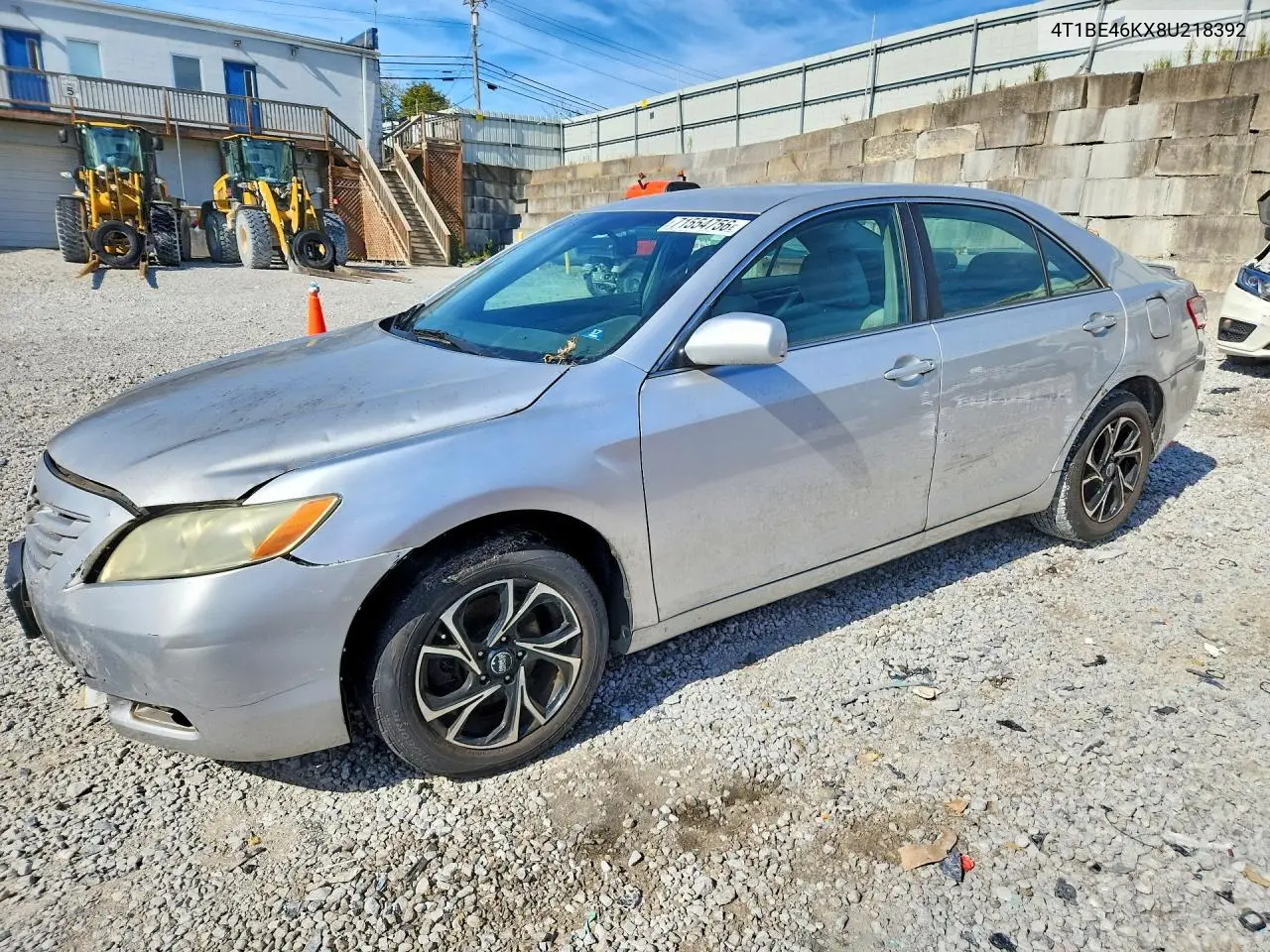 TOYOTA CAMRY 2008, VIN 4T1BE46KX8U218392