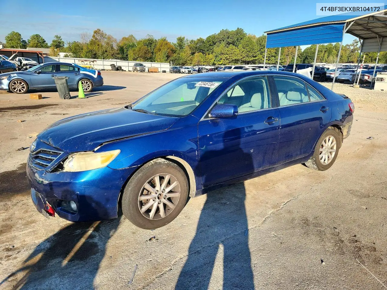 TOYOTA CAMRY 2011, VIN 4T4BF3EKXBR104172