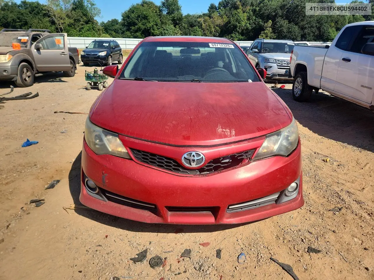 2012 TOYOTA CAMRY VIN 4T1BF1FK8CU594402 — фото 5