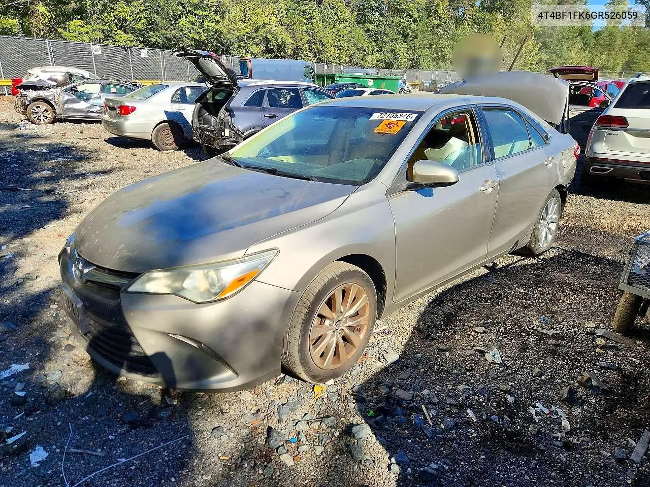 TOYOTA CAMRY 2016, VIN 4T4BF1FK6GR526059