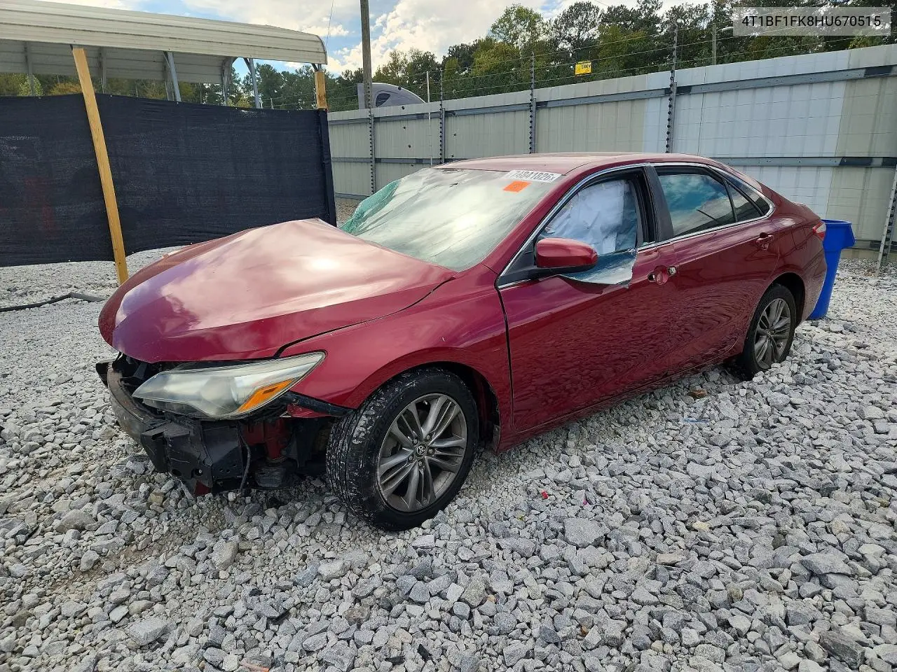 TOYOTA CAMRY 2017, VIN 4T1BF1FK8HU670515