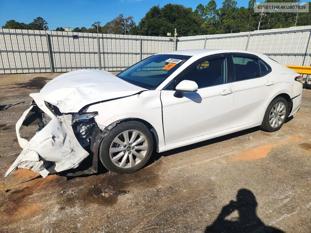 TOYOTA CAMRY 2019, VIN 4T1B11HK4KU807839