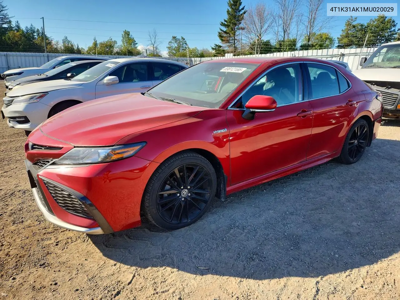 TOYOTA CAMRY 2021, VIN 4T1K31AK1MU020029