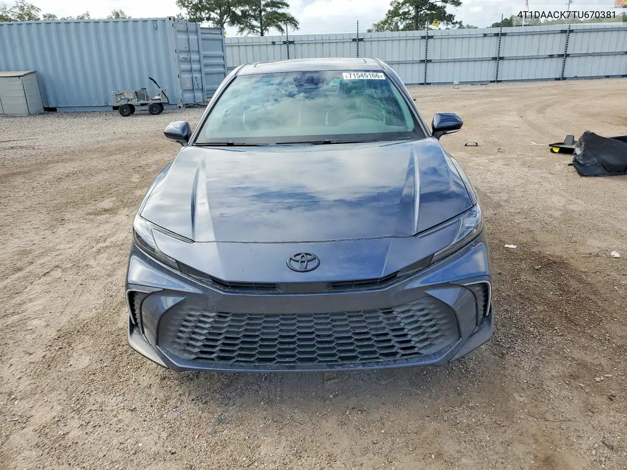 2026 TOYOTA CAMRY VIN 4T1DAACK7TU670381 — фото 5
