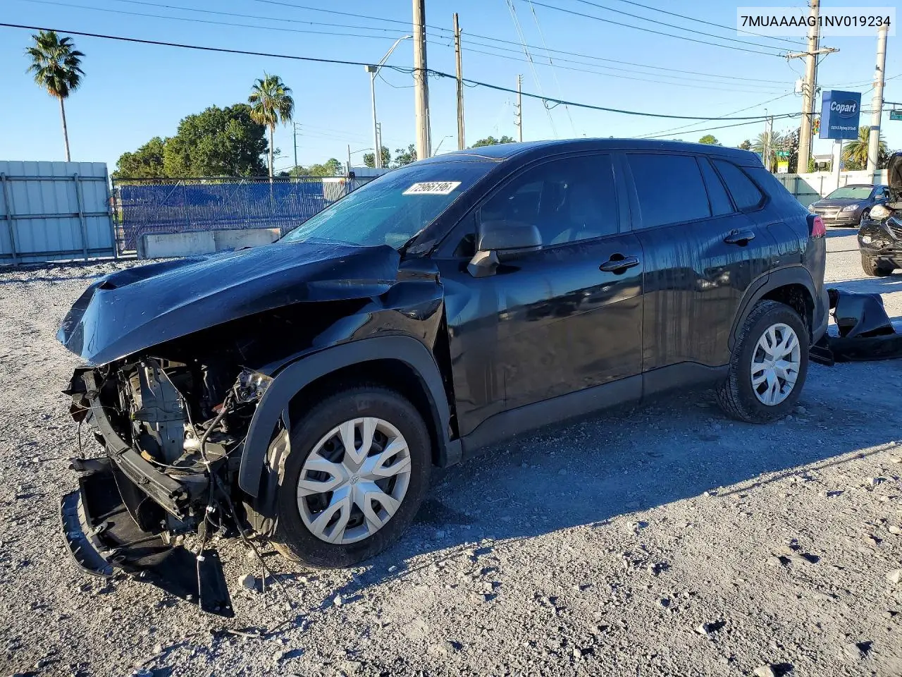 TOYOTA COROLLA CROSS 2022, VIN 7MUAAAAG1NV019234