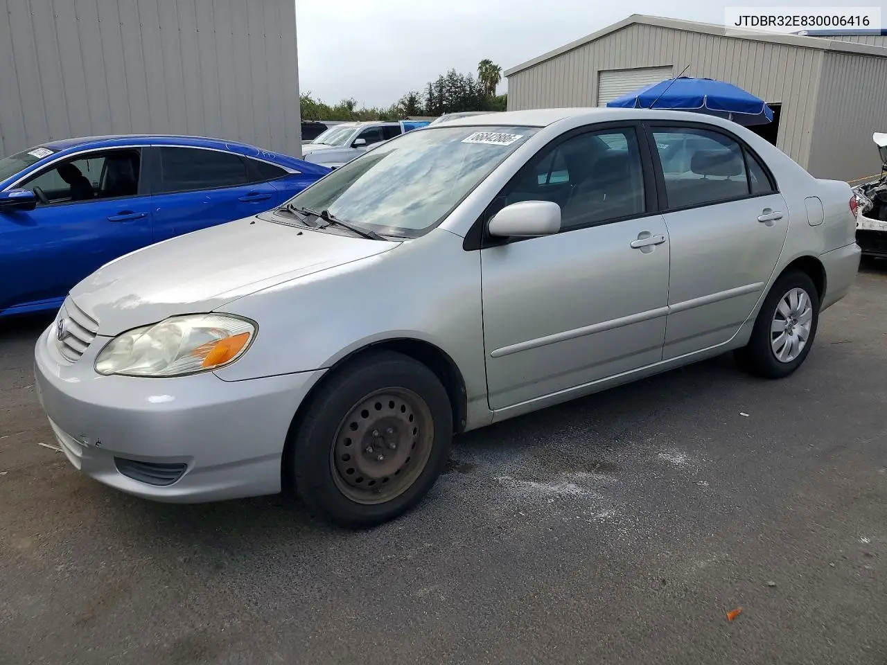 TOYOTA COROLLA 2003, VIN JTDBR32E830006416
