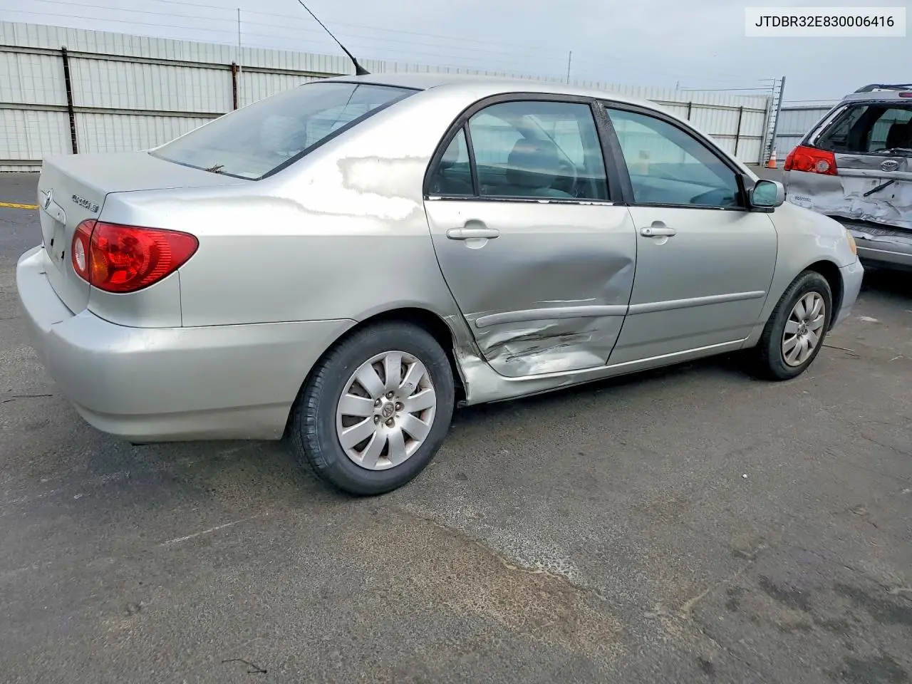 2003 TOYOTA COROLLA VIN JTDBR32E830006416 — фото 3